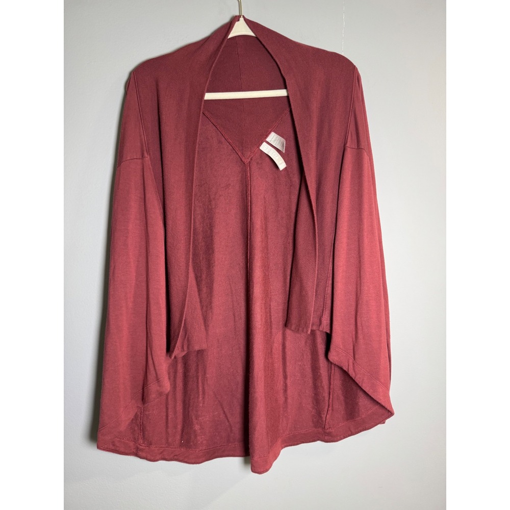 Athleta Women's Cardigan Sweater Size M Red Modal Nirvana wear Open Front Duster